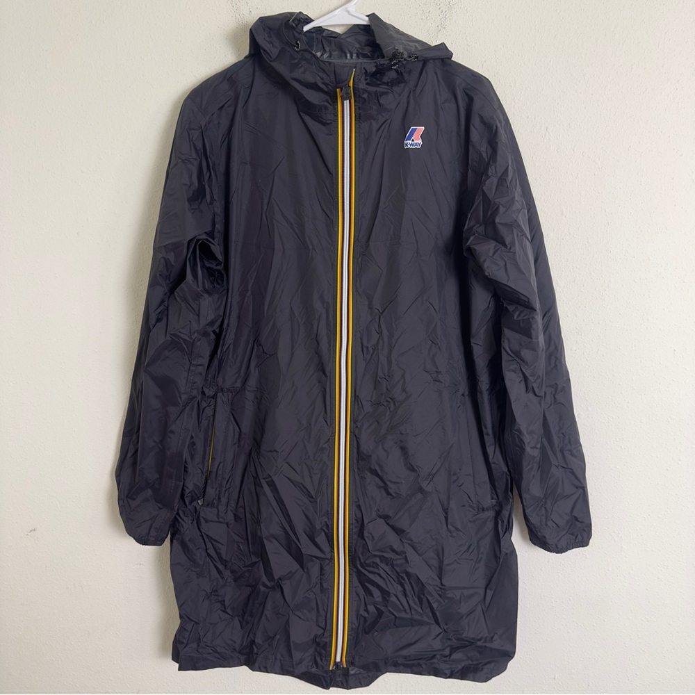 K-Way unisex le vrai Eiffel 3.0 Long Hooded packable Raincoat - Picture 4 of 9